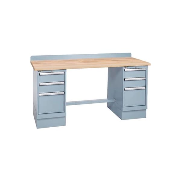 Lista International Technical Workbench w/3 Drawer Cabinets, Butcher Block Top - Gray XSTB52-72BT/LG - main